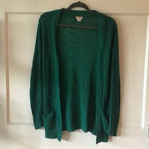 Green Open-Weave Cardigan